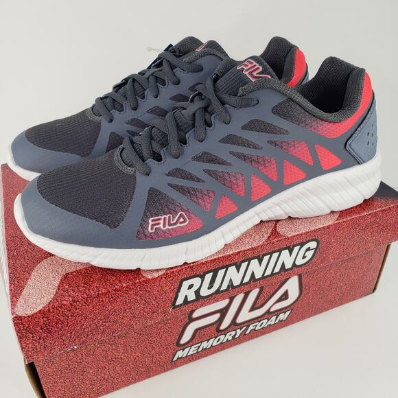 FILA Running Shoes Womens Size 12 Memory Foam Fantom 6 Gray Grey & Neon Pink - Picture 1 of 14